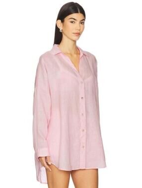 L*Space NWT Rio Linen Oversized Tunic/Cover Up Rosewater Oversized Sz XS/S